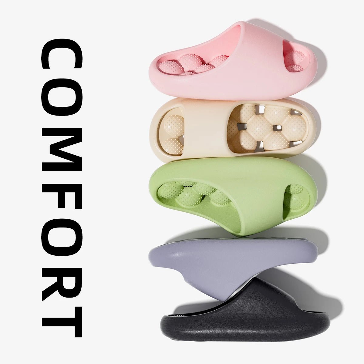 TZLDN Ergonomic EVA Bathroom Slippers - Unisex Waterproof Massage Slides with Breathable Comfort
