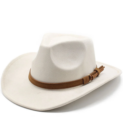 Unisex Black Suede Cowboy Hat – Western Gentleman Jazz Sombrero for Men & Women, Size 56-58cm