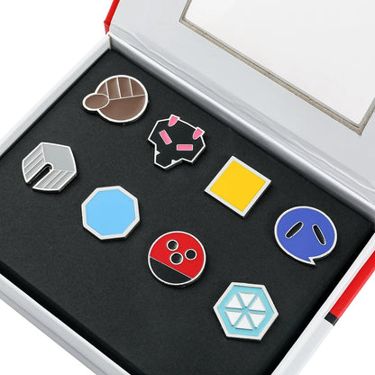Pokemon Gym Badge Pin Set - Kanto to Kalos League Region Collectible Brooch Box