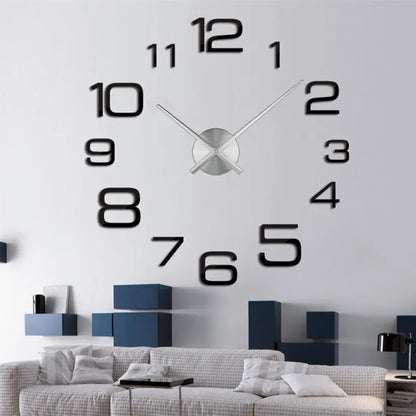 2023 Modern Large 3D DIY Wall Clock – Acrylic Mirror Quartz Clock for Living Room Home Decor