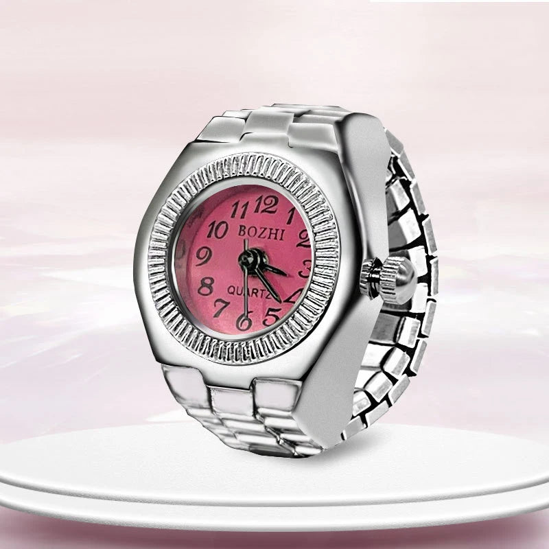 Kiss Jewelry Digital Quartz Finger Watch Ring – Mini Elastic Punk Style Clock Ring for Women, Men & Couple Teens Accessory