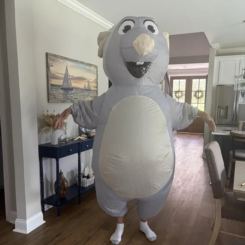 Adult Big Gray Rat Inflatable Costume – Mouse Cosplay Suit for Halloween & Party, Novel Animal Inflatable Prop