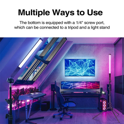 RGB LED Stick Light Wand Handheld Tube Video Light 3000K-6000K 2600mAh Rechargeable Photography Fill Lamp for Studio & Vlogging