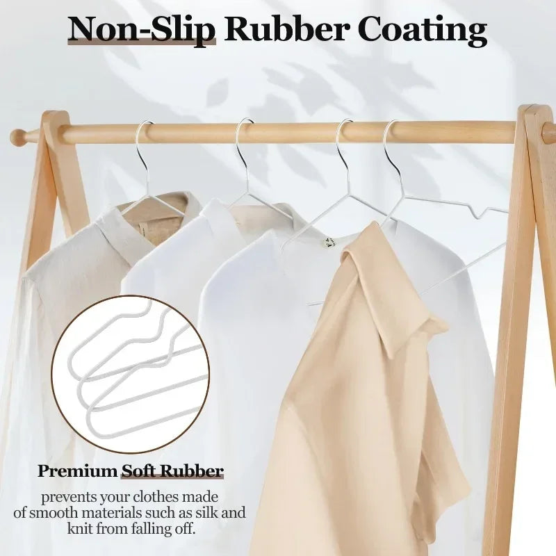 10PCS Metal Non-Slip Clothes Hangers – Durable Space-Saving Wardrobe Organizer for Bedroom & Home