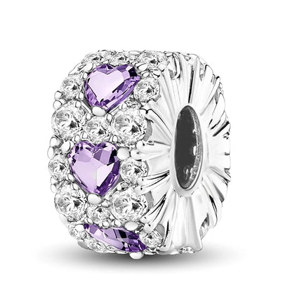 925 Sterling Silver Pink Heart Charm - Zircon Love Pendant Bead for DIY Bracelets, Bangles & Women’s Jewelry