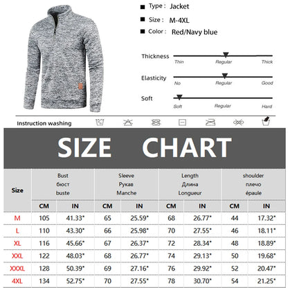 Men's Thicker Half-Zipper Pullover Sweatshirt - Solid Color Turtleneck Hoody for Spring and Autumn Outdoor Wear
