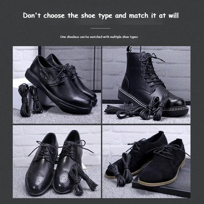 Cotton Waxed Shoe Laces - Round Leather Style Waterproof Replacement Laces for Oxford Shoes & Boots