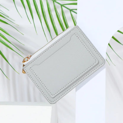Women’s PU Leather Mini Wallet — Slim Hasp & Zipper Purse, Multi-Card Holder with Coin Pocket, Small Solid Short Wallet