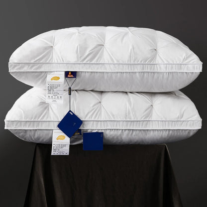 95% Goose Down Pillow – White Cotton Cover, 5-Star Hotel Quality, Low/Mid/High Loft for Sleeping, Rectangle Shape