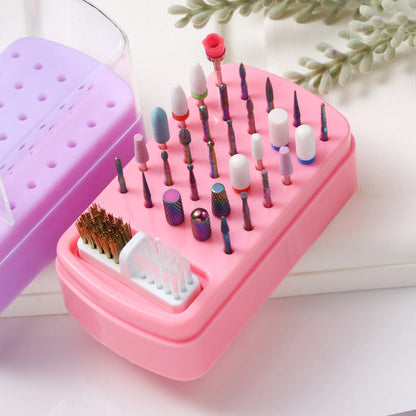 Nail Drill Bit Organizer Box - 30-Slot Acrylic Dustproof Storage Case for Nail Art Supplies