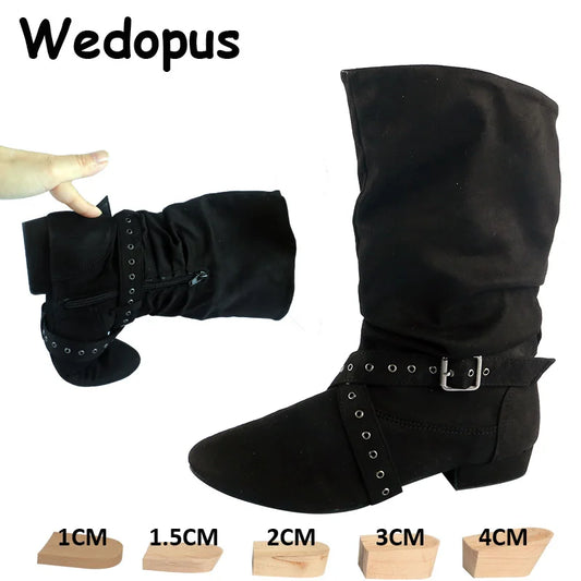 Wedopus Women’s Customized Western Dance Boots – Black Cowboy Heel Boots with Suede Sole for Urban & Ballroom Dancing