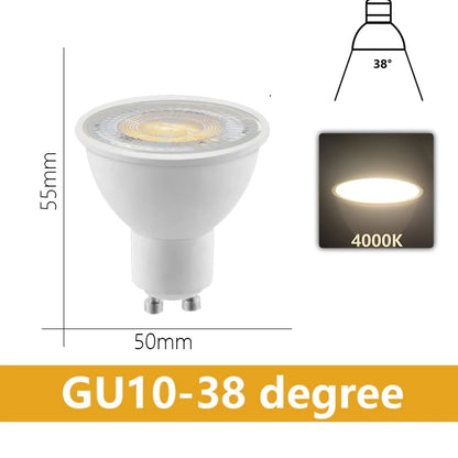 6PCS GU10 LED Spotlights AC175–265V – 3W/6W/9W/12W No Flicker Bulbs, 120°/38° Beam, Halogen Replacement