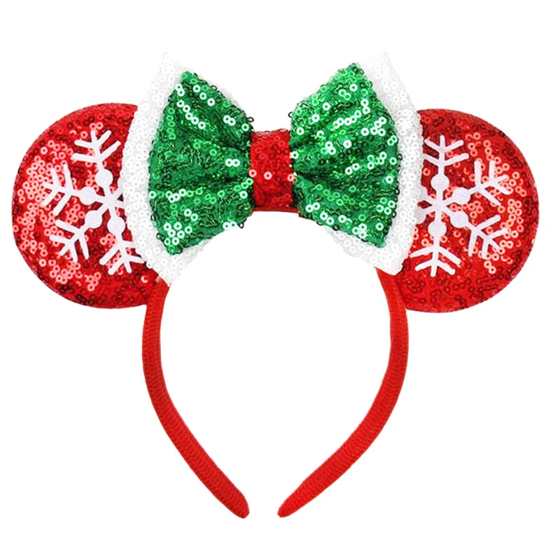 Mickey Mouse Ears Headband with Bow – Sequin Candy Cosplay Costume Party Accessory for Girls & Women, Christmas Gift