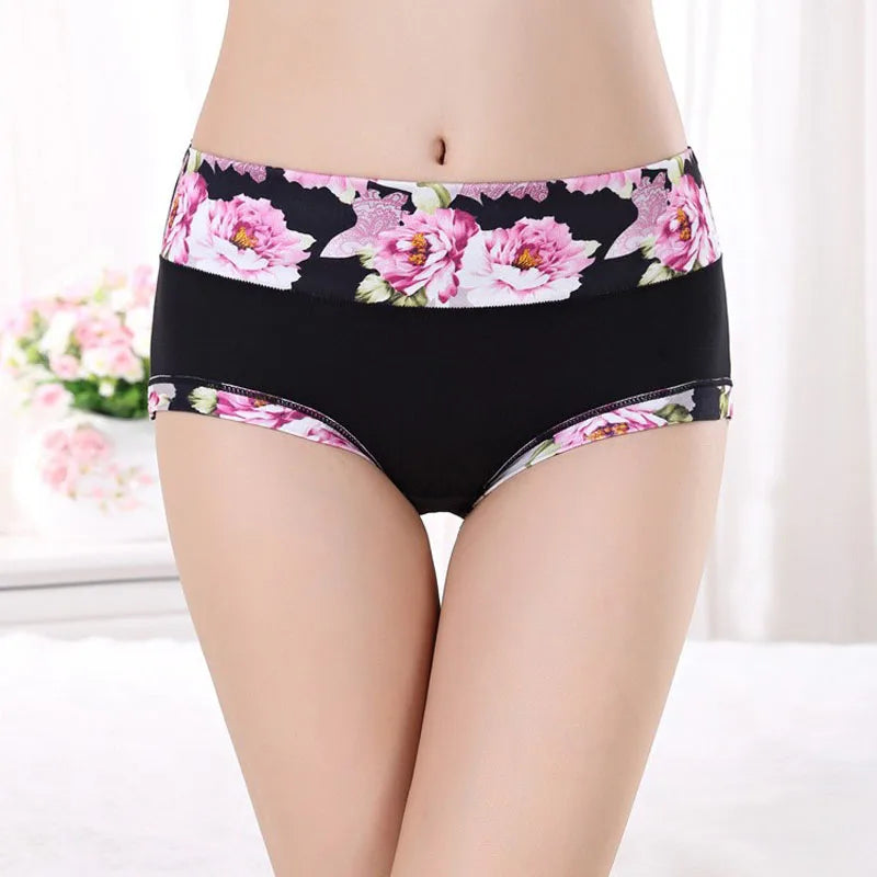5Pcs Women’s Printed Panties Set - Soft Floral Brief Underwear & Comfortable Sexy Lingerie for Everyday Wear