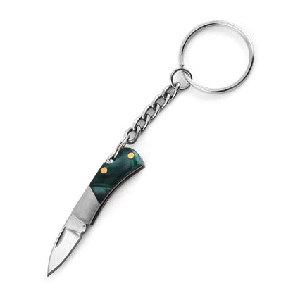 5cm Mini Folding Knife Keychain – Acrylic & Brass Portable Blade Pendant for Camping, Outdoor, and Everyday Carry