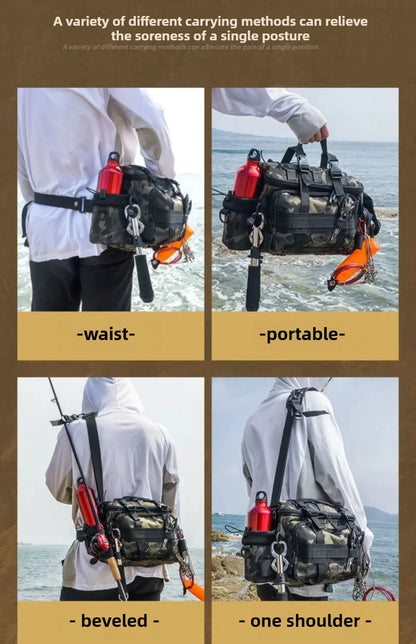 Portable Fishing Tackle Shoulder Bag – Storage Bag with Rod Holder for Outdoor Sports & Fly Fishing