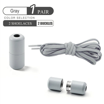 Elastic No Tie Shoelaces - Quick Lock Metal Laces for Kids & Adults Sneakers, Lazy Shoe Strings