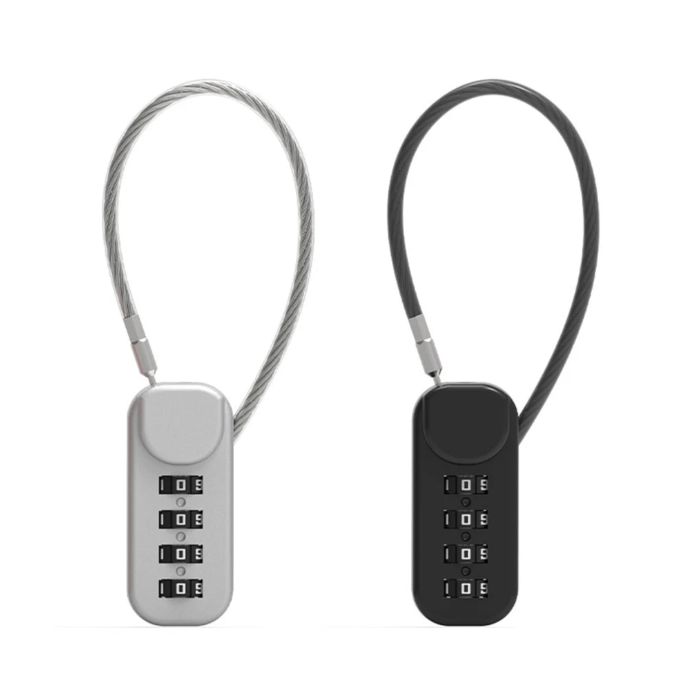 4-Digit Combination Cable Lock – Spring Coil Wire Rope Security Lock for Luggage, Backpack, Suitcase & Drawer Safety