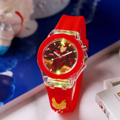 Mickey Kids Flash Light Watch - Rubber Strap Cartoon Toy Clock Gift for Girls