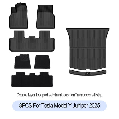 Tesla Model Y Juniper 2025+ TPE Floor Mats Set – Premium All-Weather Cargo & Trunk Liner, Wear-Resistant Car Interior Foot Protection Mats