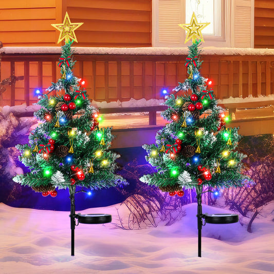 OurWarm Solar Christmas Tree Lights - 2PCS Waterproof 20-LED Outdoor Decor for Patio & Lawn