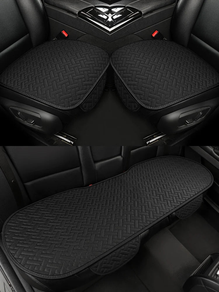Universal Linen Car Seat Cushion - All-Season Driver Seat Cover with Waist Support