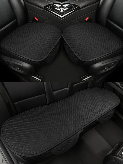 Universal Linen Car Seat Cushion - All-Season Driver Seat Cover with Small Waist Support