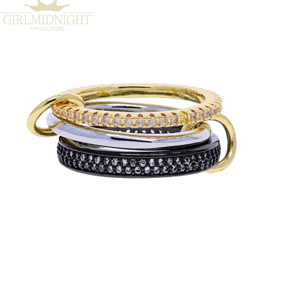 2026 Spinelli Stacking Rings - Iced Out 5A CZ Micro Pave Multi-Piece Engagement Finger Jewelry Set for Women