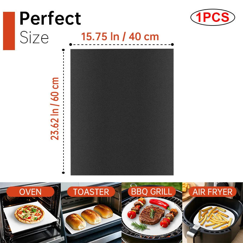 60x40cm Non-Stick BBQ Grill Mat - Heat Resistant Reusable Baking Sheet for Easy Cooking, Grilling & Outdoor Barbecue