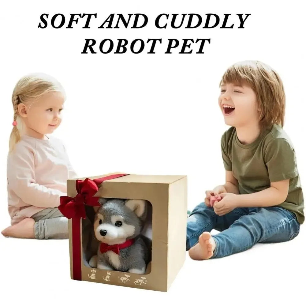 Cute Plush Robot Puppy Toy - Interactive Walking, Barking & Tail Wagging Plush for Kids (No Battery)