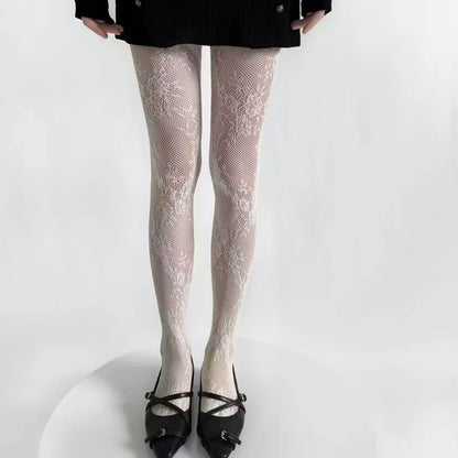 Women’s Lace Floral Thigh High Tights - 2025 Sexy Mesh Fishnet Stockings Lingerie Hosiery Pantyhose