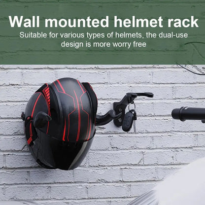 Motorcycle Helmet Holder Wall Mount - Head Gear Hook & Hat Hanger Stand for Helmets, Football & Bicycle Caps