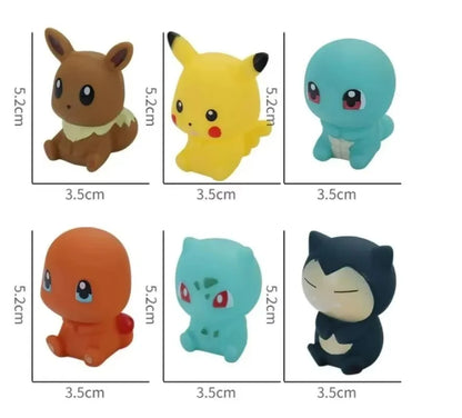Pokemon Baby Bath Toys Set - 6pcs Soft Vocal Pikachu Eevee Bulbasaur Charmander Squirtle Kids Water Play Figures