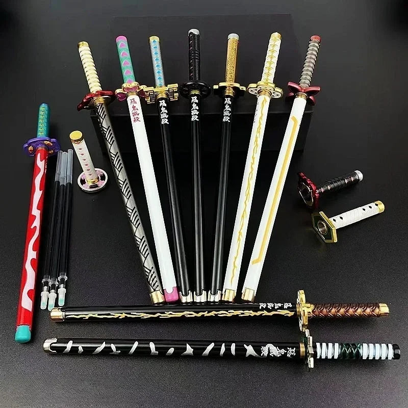 Demon Slayer Gel Pen - 0.5mm Black Ink Anime Sword Design Pen for Students, Cosplay Fans and Gifts