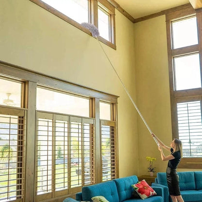 280cm Extendable Microfiber Duster — Telescopic Dust Cleaner Brush for Mites, Gaps & Home Cleaning