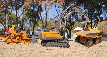 4WD RC Excavator Alloy Dump Truck Bulldozer | Remote Control Construction Vehicle Toy for Kids