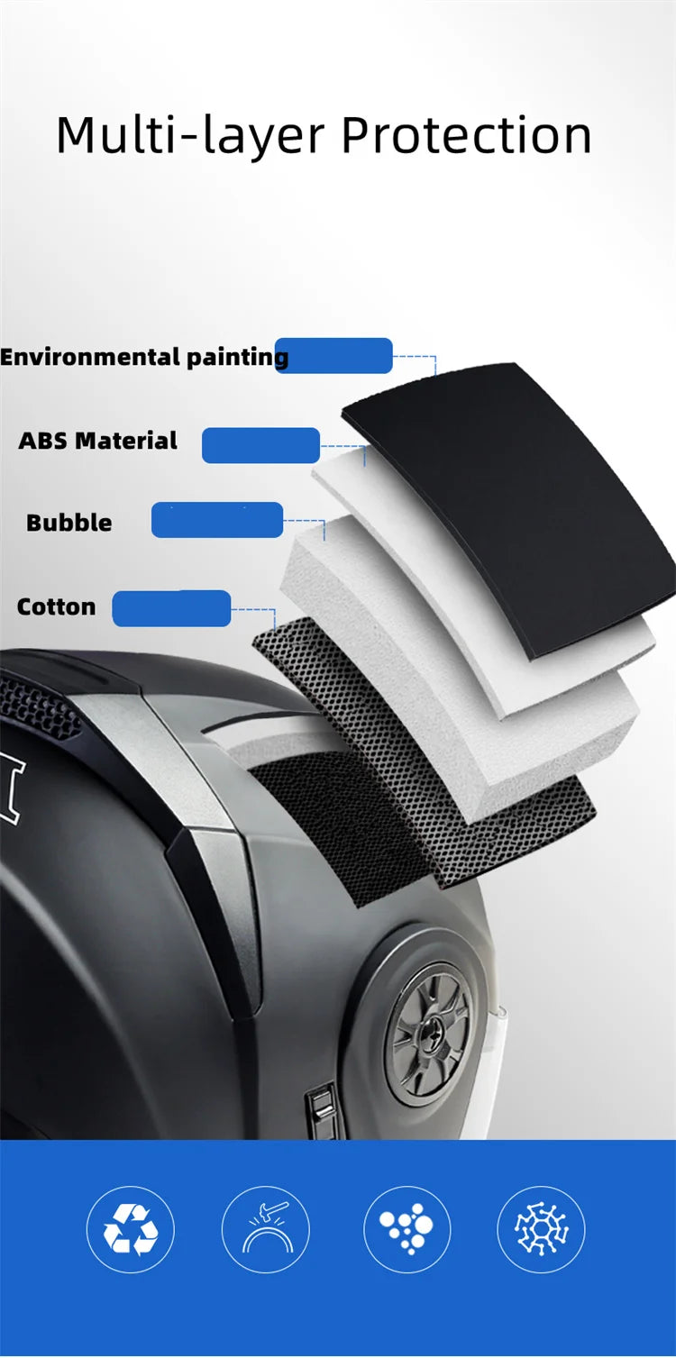 BLD Personalized Full Face Motorcycle Helmet – Dual Lens Modular Flip-Up Casco Moto for Men & Women