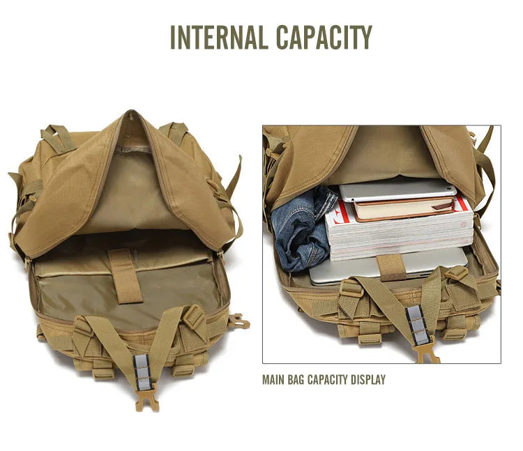 40L Tactical Reflective Backpack – Molle Camouflage Rucksack for Outdoor Hiking, Camping, Hunting & Travel