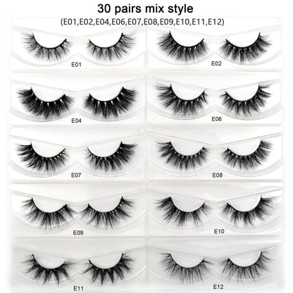 Visofree 3D Mink Eyelashes – 30/40/100 Pairs Handmade Full Strip Lashes with Tray, Cruelty-Free False Lashes for Makeup