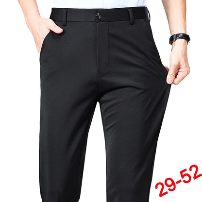 Plus Size Men's Business Suit Pants – Stretch Formal Dress Trousers | Classic Black for Big Men
