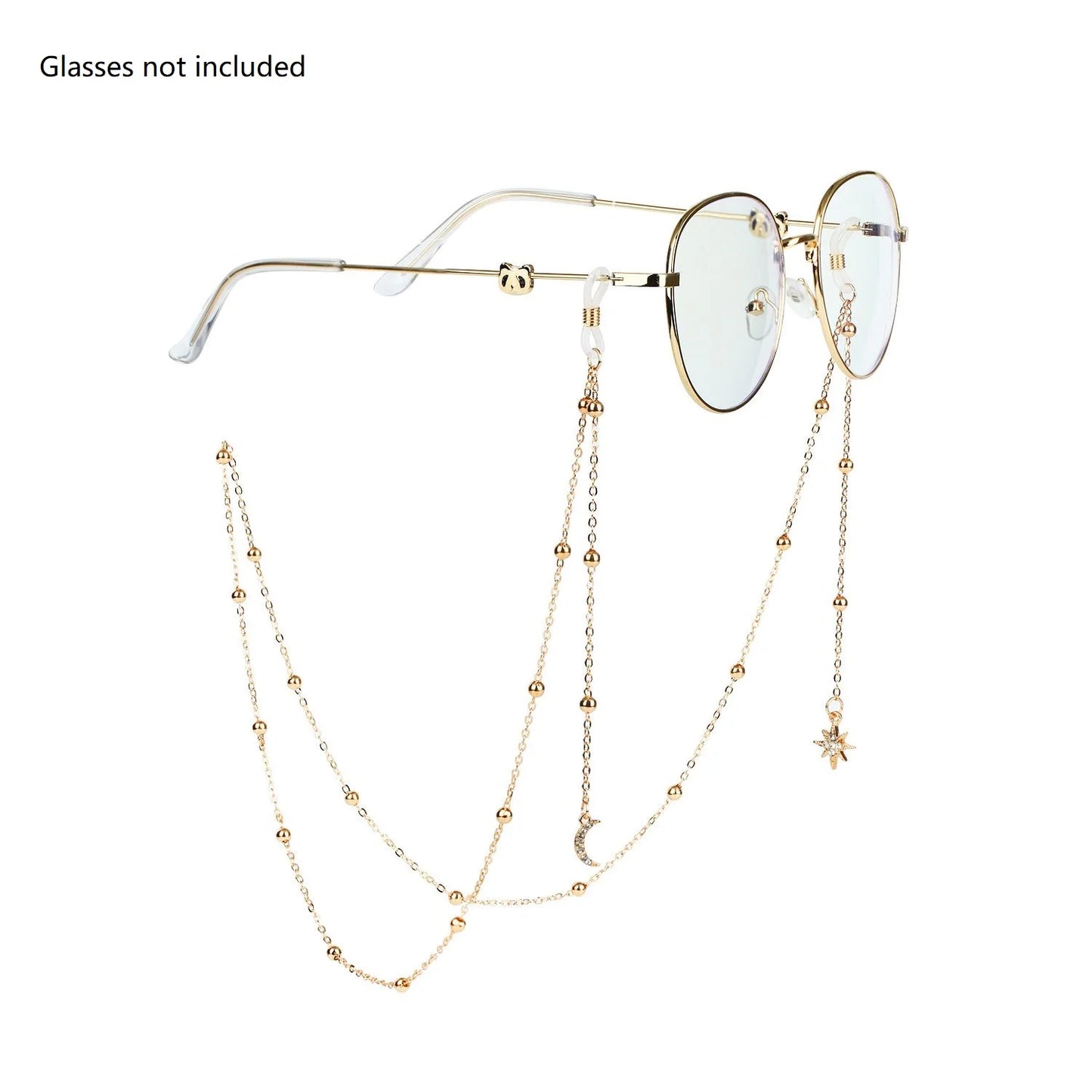 Women Pearl Star Eyeglass Chain - Fashion Beaded Sunglasses Holder Neck Strap For Reading Glasses