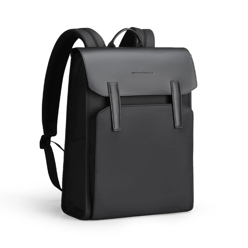 Mark Ryden Classic Business Black Leather Backpack – 15.6" Laptop, Waterproof, School & Work Bag for Men