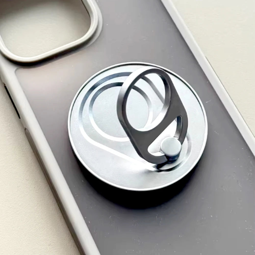 MagSafe Magnetic Zip Top Can Phone Holder – 360° Rotating Alloy Ring with Strong Suction Wall Sticker