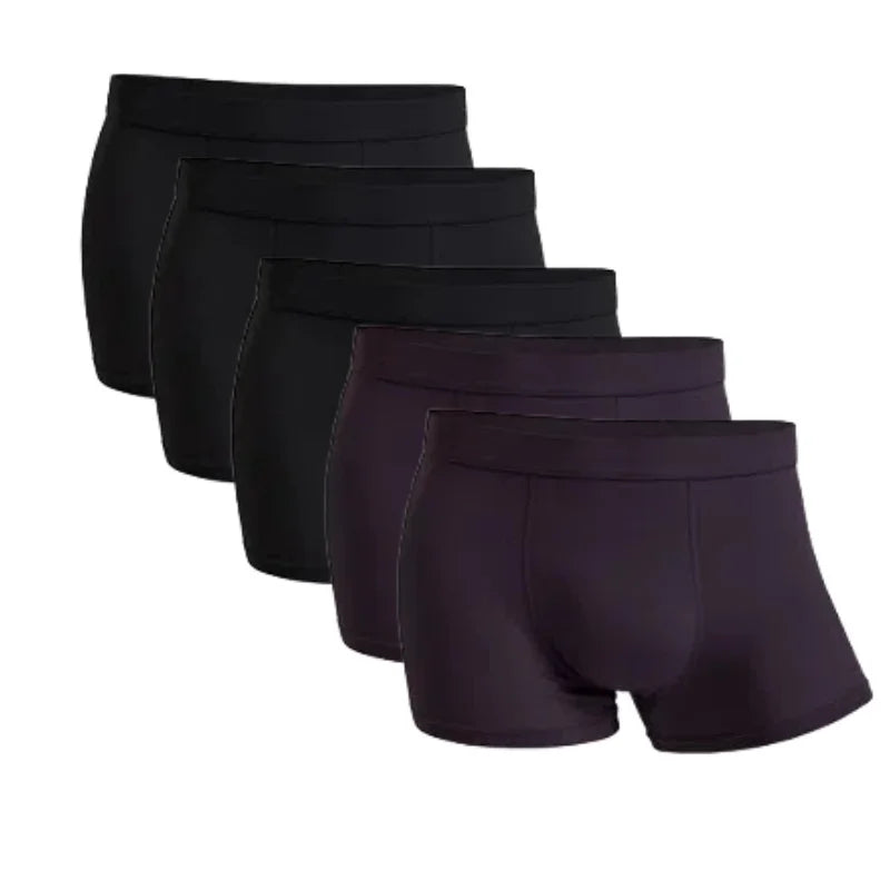 5-Pack Bamboo Men’s Boxers Underwear Plus Size XL–6XL, Breathable Gym Shorts Style Soft Black Underpants Gift Set