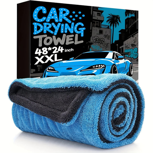 1400GSM Double-Sided Microfiber Drying Towel for SUV & Truck – Ultra Absorbent, Scratch-Free Car Drying Cloth with Twisted Yarn Technology
