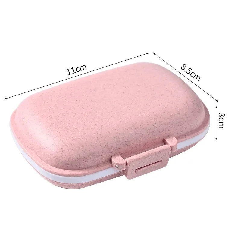 8-Grid Travel Pill Box Organizer: Seal Ring Small Container for Tablets - Wheat Straw Medicine Storage