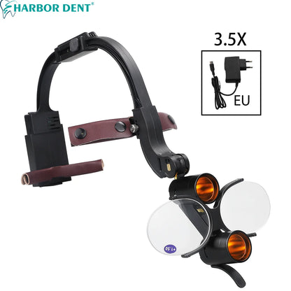 5W Dental LED Headlight – 2.5X/3.5X Magnification Binocular Loupes with 2 Filters for Dentist Surgery