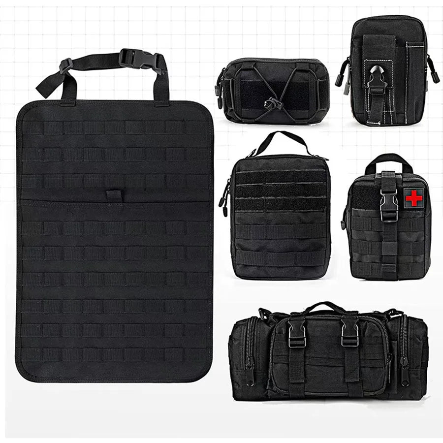Multifunctional 6 in 1 Car Back Seat Tactical Hanging Storage Organizer - 600D, 55x37CM