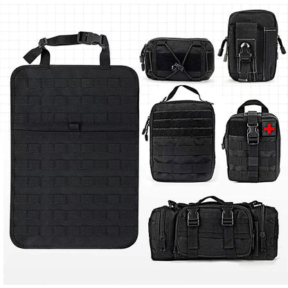 High-Quality 6-in-1 Car Back Seat Organizer – 55x37CM 600D Tactical Hanging Storage Bag