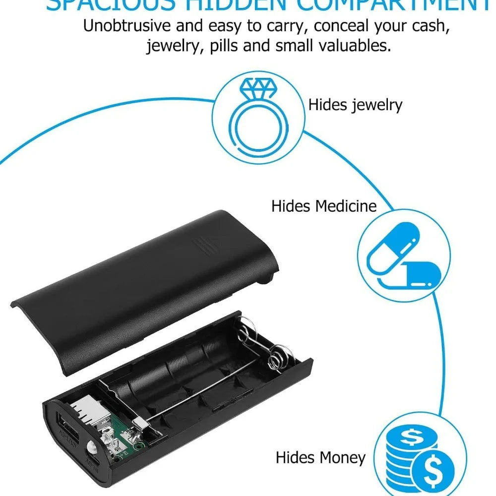 Fake Charger Hidden Storage Box – Portable Secret Safe for Money, Jewelry, and Small Valuables